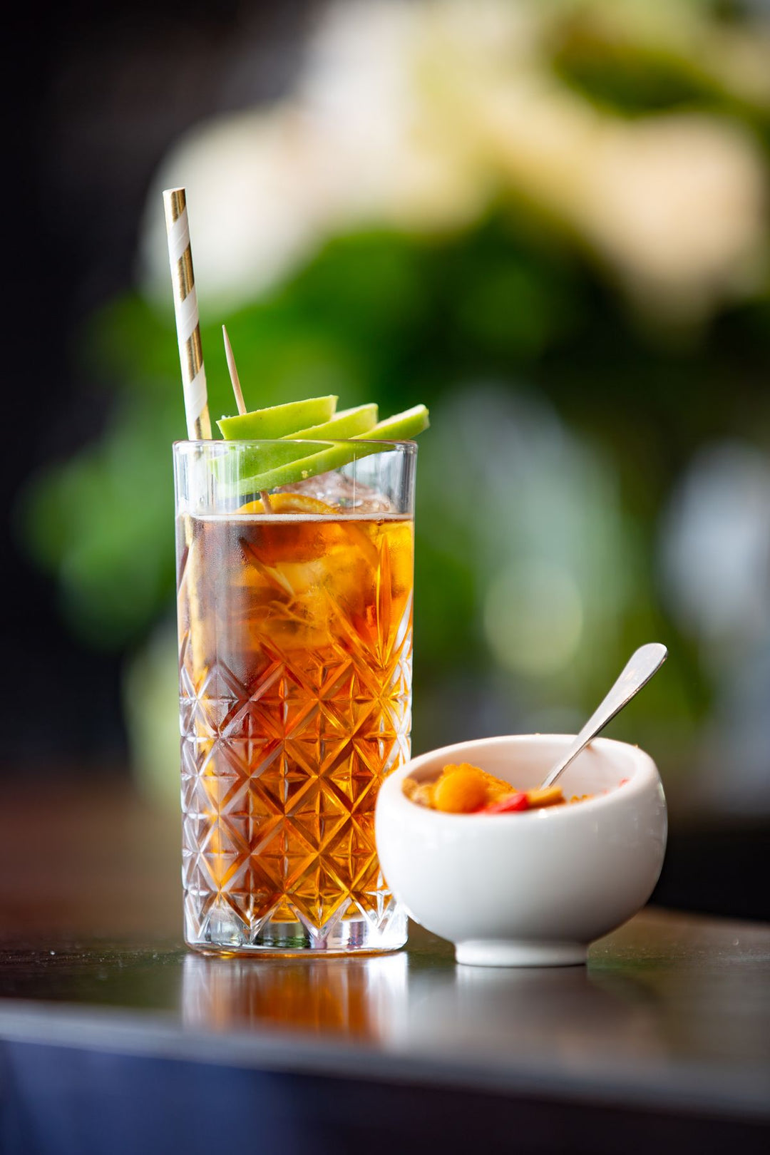 Premium iced fruit tea in a tall glass - speciality tea brand