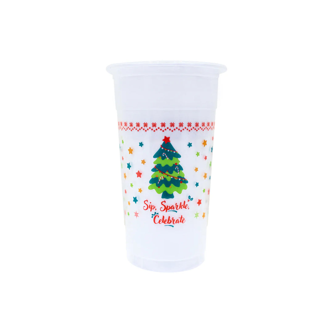 Christmas Tree Printed PP Plastic Holiday Cups (95mm)