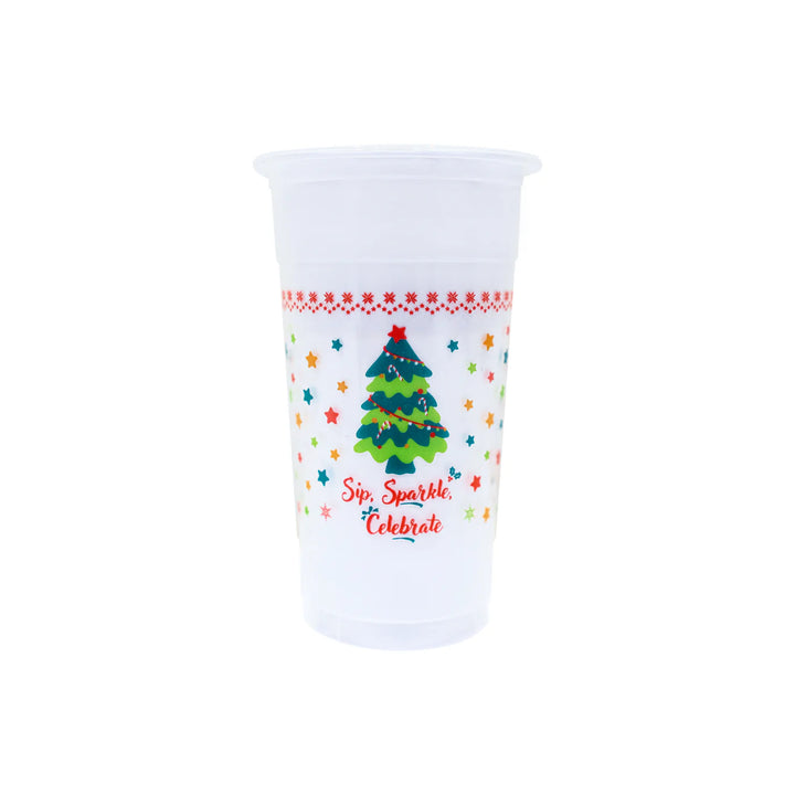 Christmas Tree Printed PP Plastic Holiday Cups (95mm)